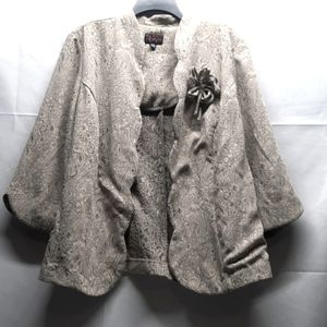 VTG beige paisley floral open front blazer